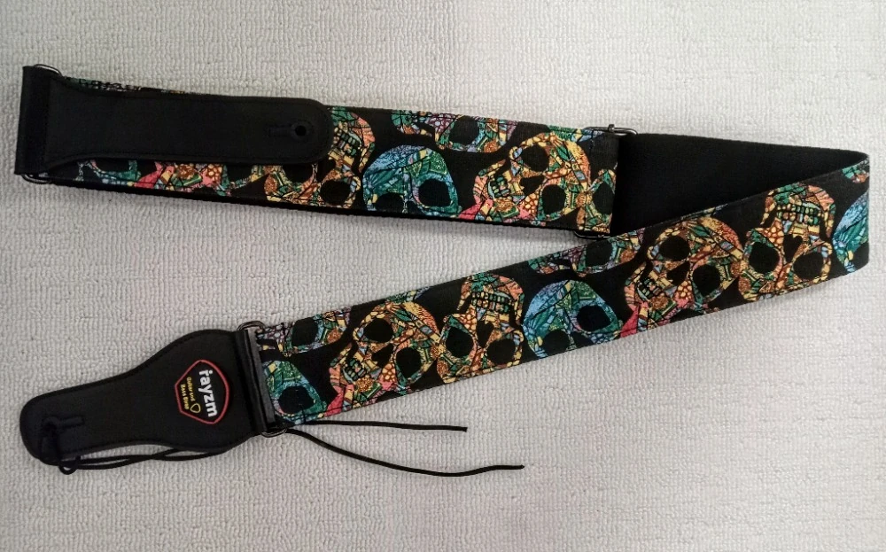 Kytarový popruh "lebky" š 6,5 cm